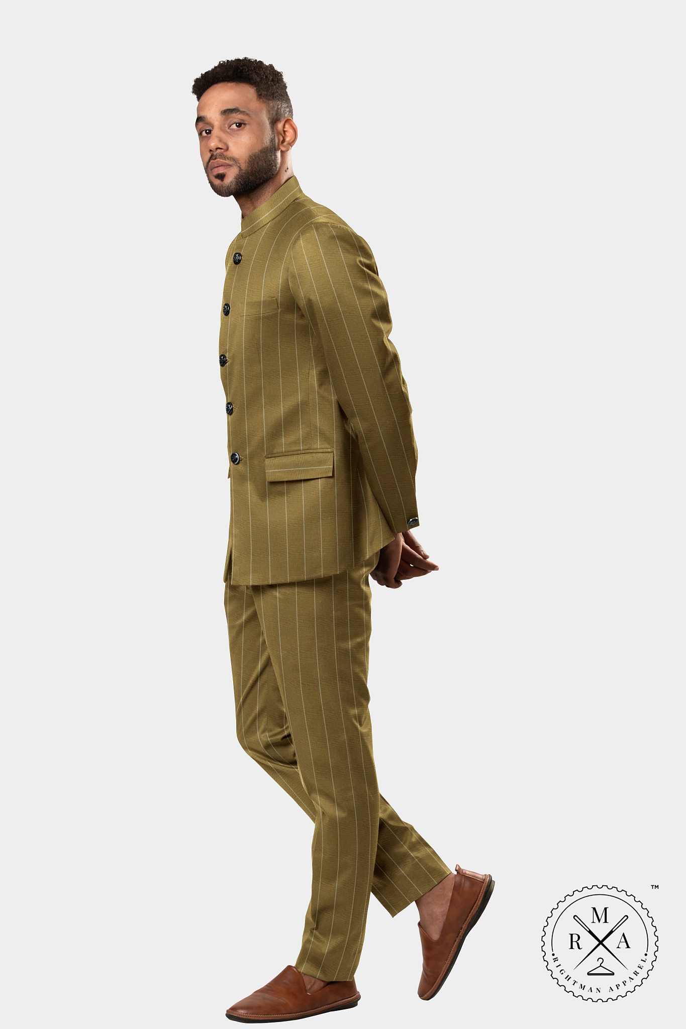 Brown Striped Jodhpuri Suit SU248